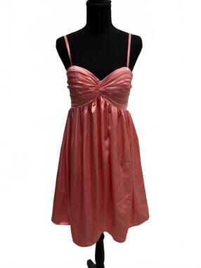 Pink Satin Spaghetti Strap Dress with Lace-Up Back